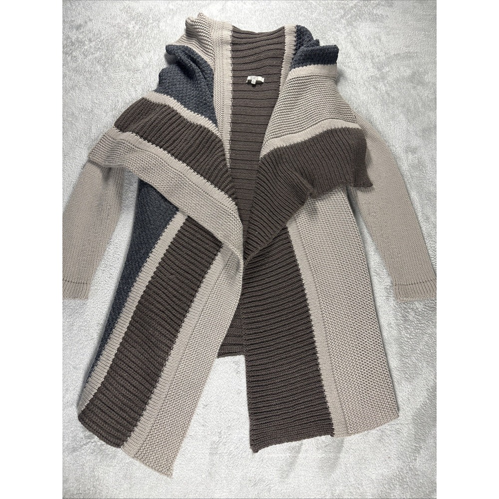 BB Dakota Sweater Shawl Wrap Knit Green And Brown Women's Size‎ L
